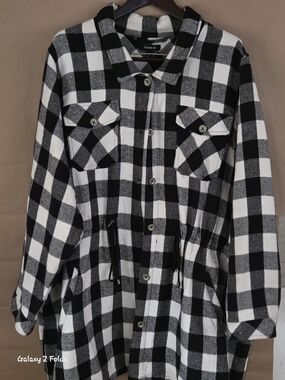 torrid Black & White Buffalo Plaid Button-Front Shacket